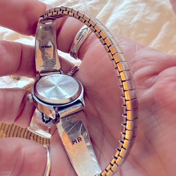 Multicolored Signed Turquoise Inlay Stone Watch Cuff - Picture 7 of 10